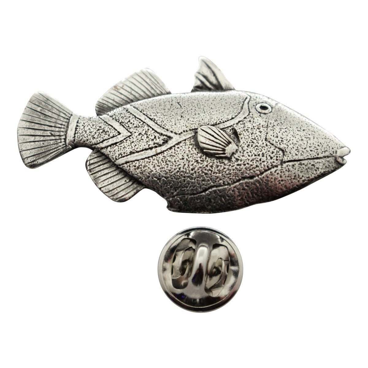Triggerfish Pin ~ Antiqued Pewter ~ Lapel Pin ~ Sarah's Treats & Treasures